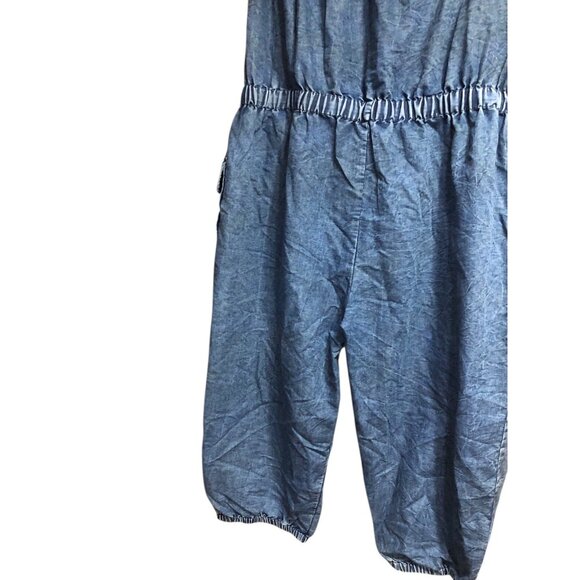Boho Cowgirl Sweetheart Off Shoulder Denim Romper Key Hole Accent Pockets Sz 1X - Picture 15 of 16